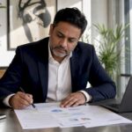 Businessman reviewing SEO audit documents