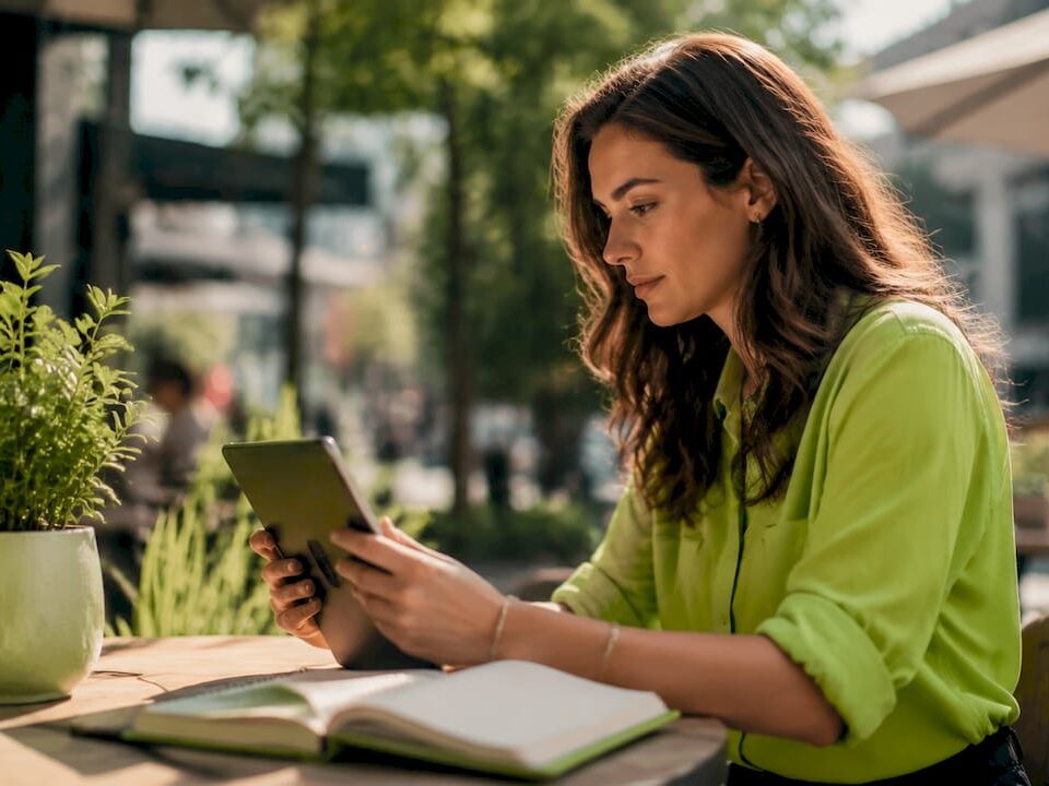 Marketing professional optimising digital campaigns in office