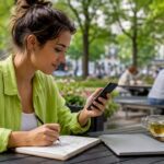 Young entrepreneur managing social media marketing from home
