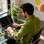 Small business owner working on website conversion