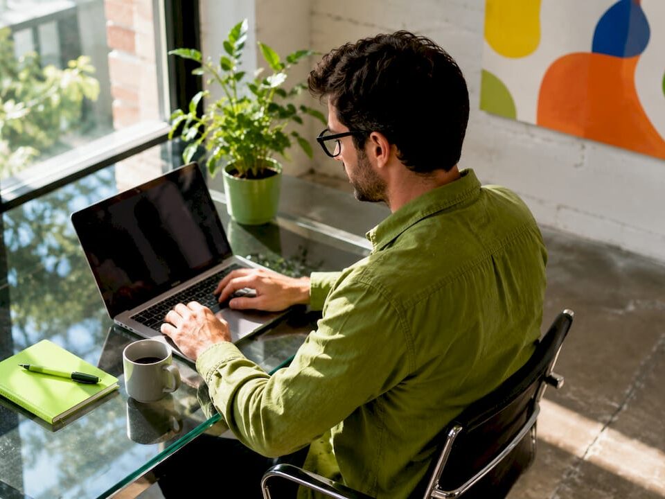 Small business owner working on website conversion
