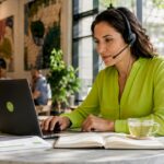 Businesswoman on video call in office