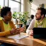 Business owner and agency consultant discussing strategy