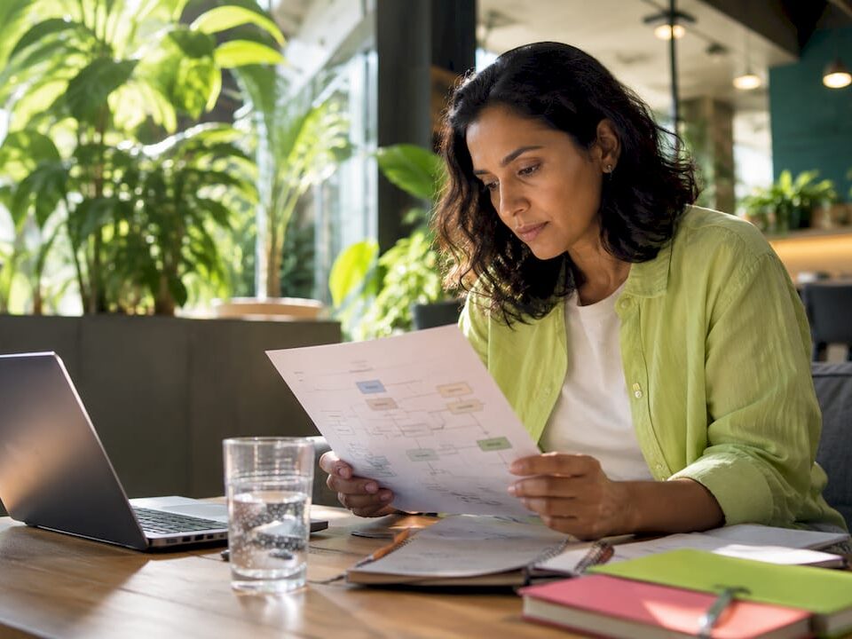 Woman working on marketing automation workflow