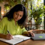 Woman planning ecommerce SEM strategy at desk