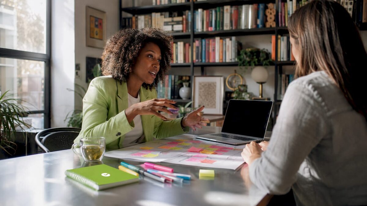 Woman leading customer-centric design discussion