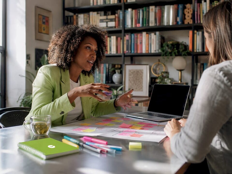 Woman leading customer-centric design discussion