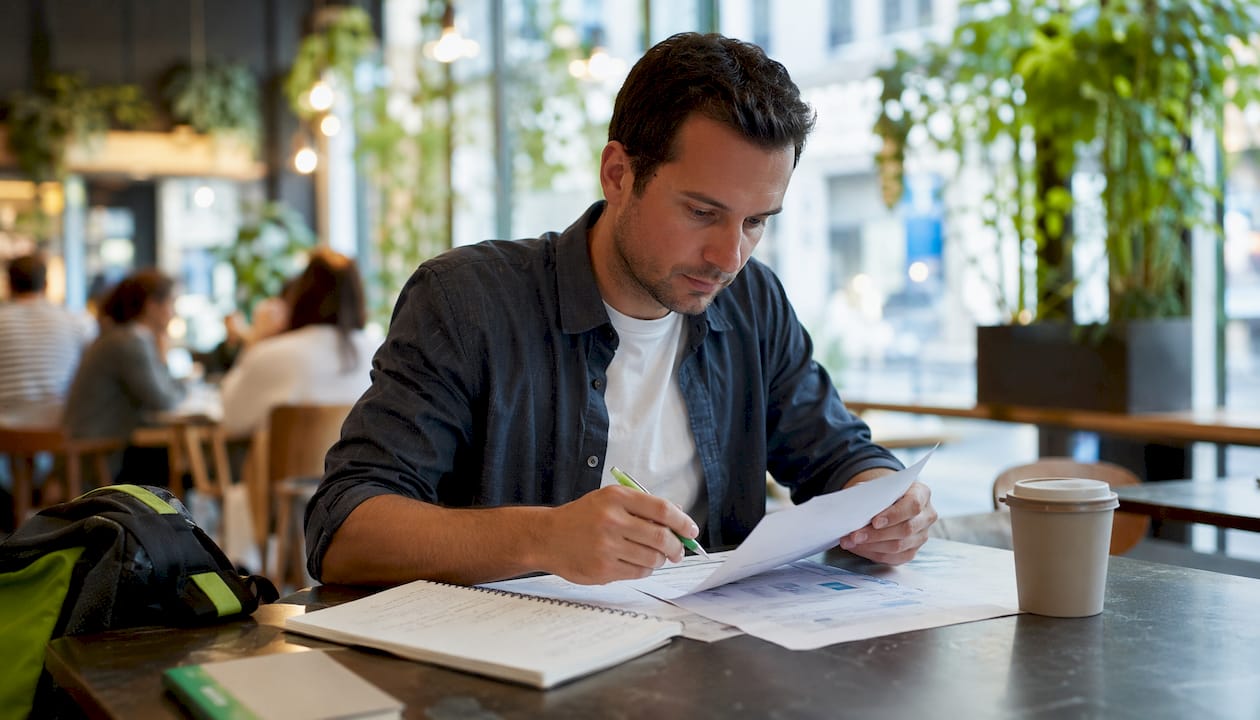 1785092283549_Business-owner-reviewing-printed-digital-audit-checklist Business owner reviewing printed digital audit checklist
