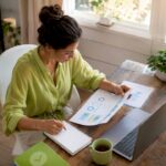 Small business owner doing keyword research at home