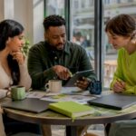 Small business team discussing marketing plan