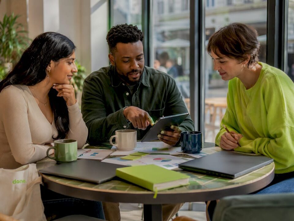 Small business team discussing marketing plan