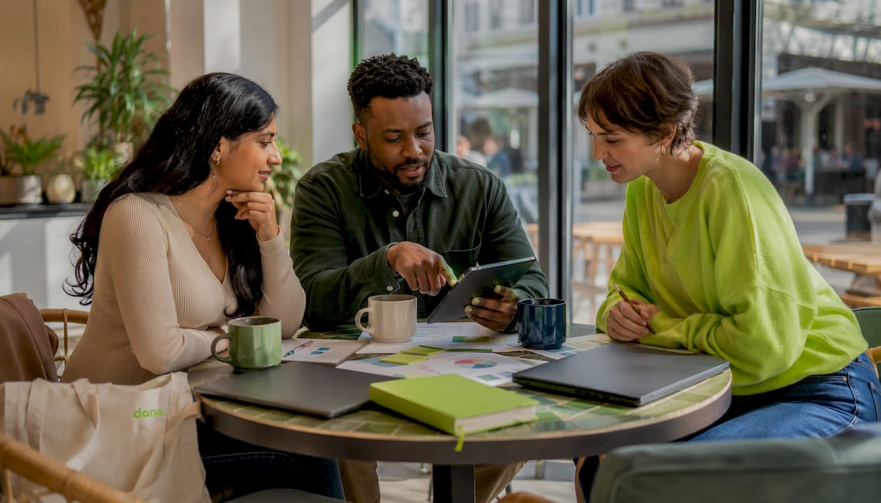 Small business team discussing marketing plan