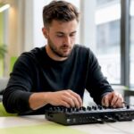 Hands adjusting digital devices for social media campaign