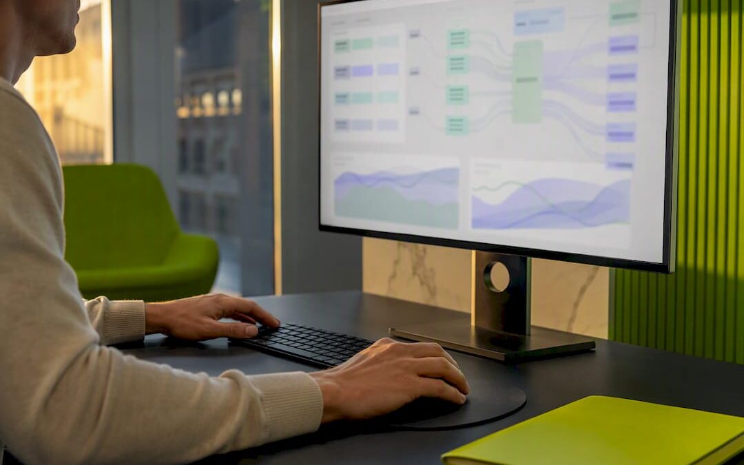 AI engineer reviewing abstract model training data