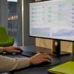 AI engineer reviewing abstract model training data