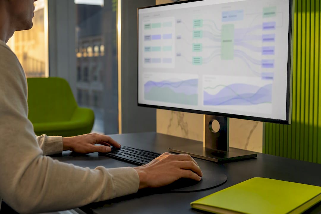 AI engineer reviewing abstract model training data