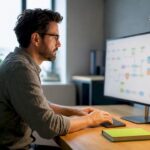 Specialist configuring CRM funnel automation