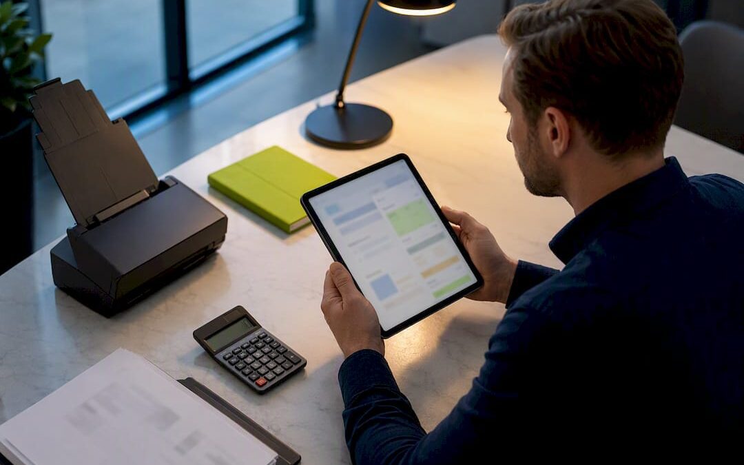 Manager reviewing an automated invoice workflow