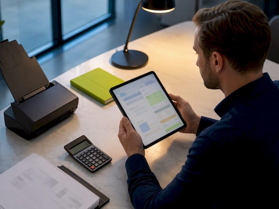 Manager reviewing an automated invoice workflow