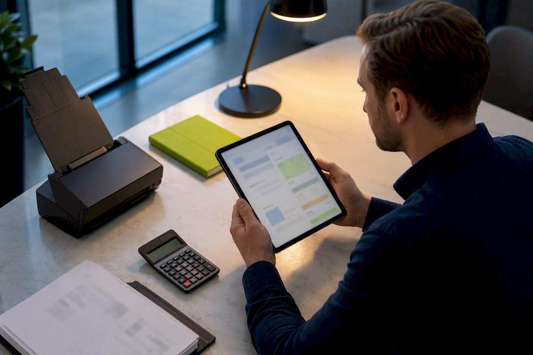 Manager reviewing an automated invoice workflow