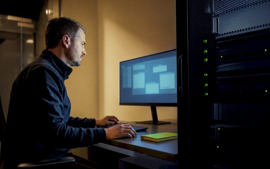 Technician reviewing private LLM infrastructure
