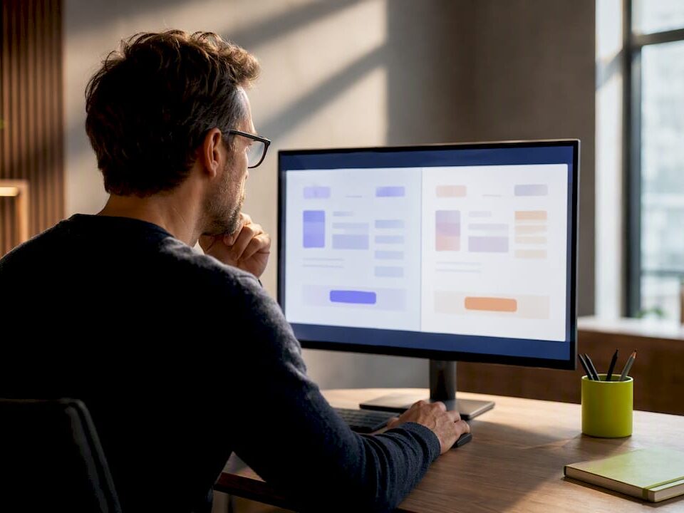 Marketer comparing two checkout page variants