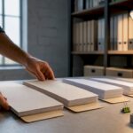 Hands organizing document versions in folders